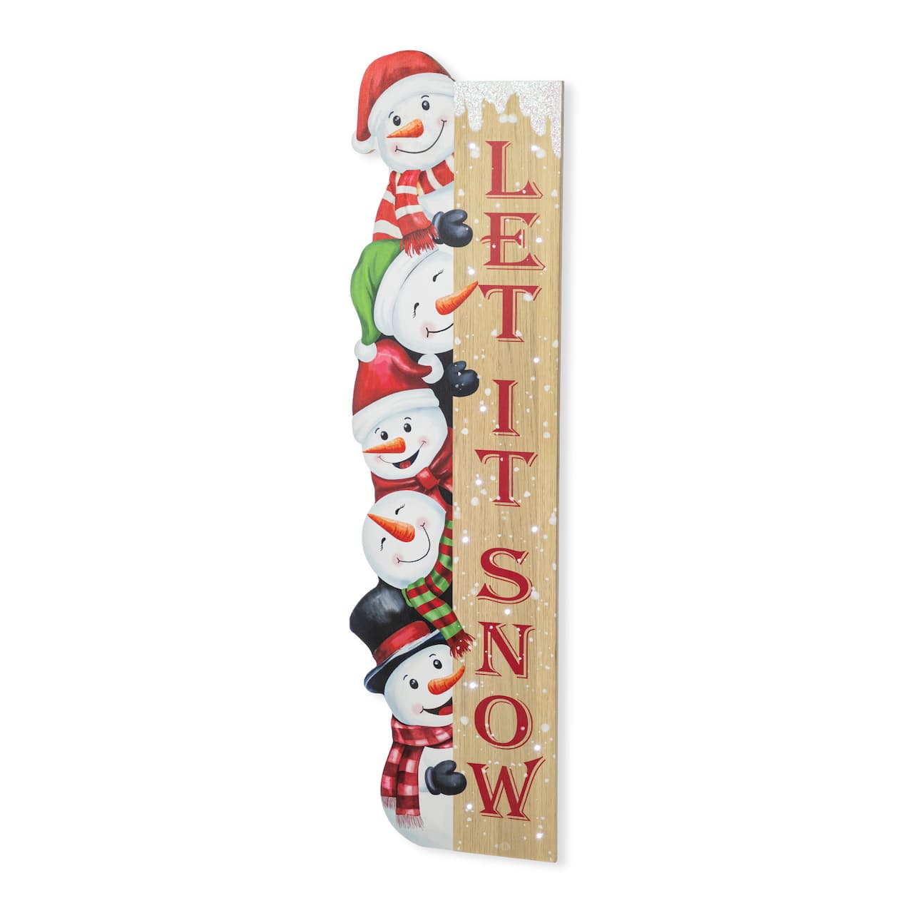 Glitzhome® 41.75" Lighted Wooden Christmas Stack Snowman Porch Decor with Timer